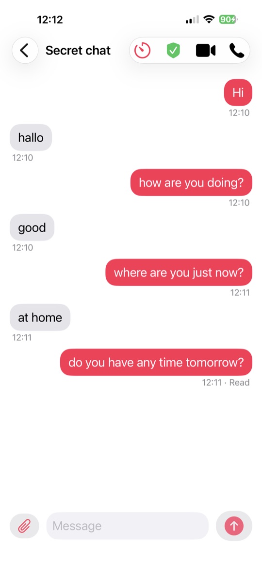 Encrypted chat screen